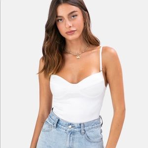 Adika White Satin Bodysuit